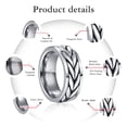 thumbnail image 5 of JQUEEN Mens Rings 925 Sterling Silver Braided 8mm Hip Hop Tungsten Ring Beveled Edge Comfort Fit, 5 of 5