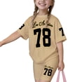 thumbnail image 4 of Ruiwill Outfit Set Little Girls Summer Crewneck Letter Print Short Sleeve Tops With Shorts Set Dailywear Casual Fashion Girls Clothing Set Size 7-8 Years Khaki, 4 of 4