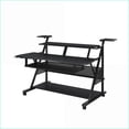 thumbnail image 2 of Music Desk with Keyboard Tray, Cable Management & Wheels, Black Finish | Black | Synthetic Wood, 2 of 8