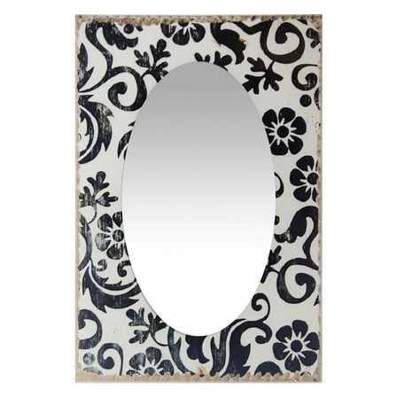 Infinity Instruments French Country Floral Antique White Rectangle Transitional 23.5-inch Wall Mirror