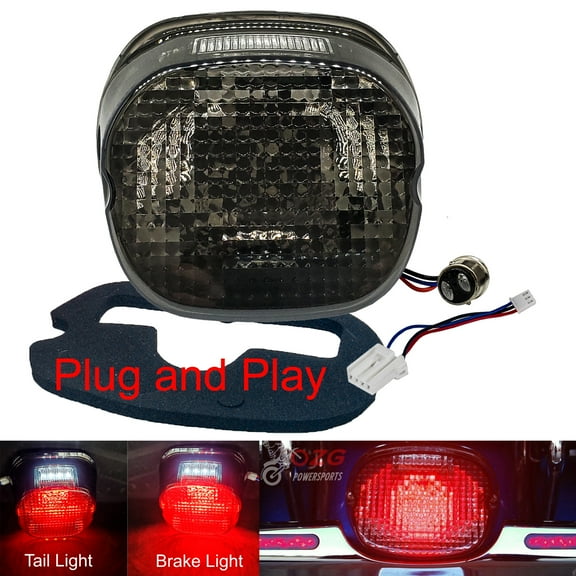 OZ-USA Smoke Lens Tail Brake LED Light Plug and Play for Harley Davidson Motorcycle XL FLH FX