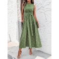 thumbnail image 4 of Mint Green Floral Print Sleeveless Tie Waist A-Line Maxi Dress For Women, 4 of 8