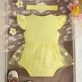 thumbnail image 3 of Gubotare Baby Girl Summer Clothes Newborn Newborn Baby Girl Clothes Infant Dress Outfit Summer Romper Jumpsuit Headband Overall Skirt Clothing Set 0 3 6 9 12 18 24 Months (Yellow,3-6 Months), 3 of 5
