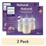 (2 pack) Philips Avent Natural Baby Bottle with Natural Response Nipple (Medium Flow, Flow 3), with Pink Elephant Design, 9oz, 3pk, SCY903/62