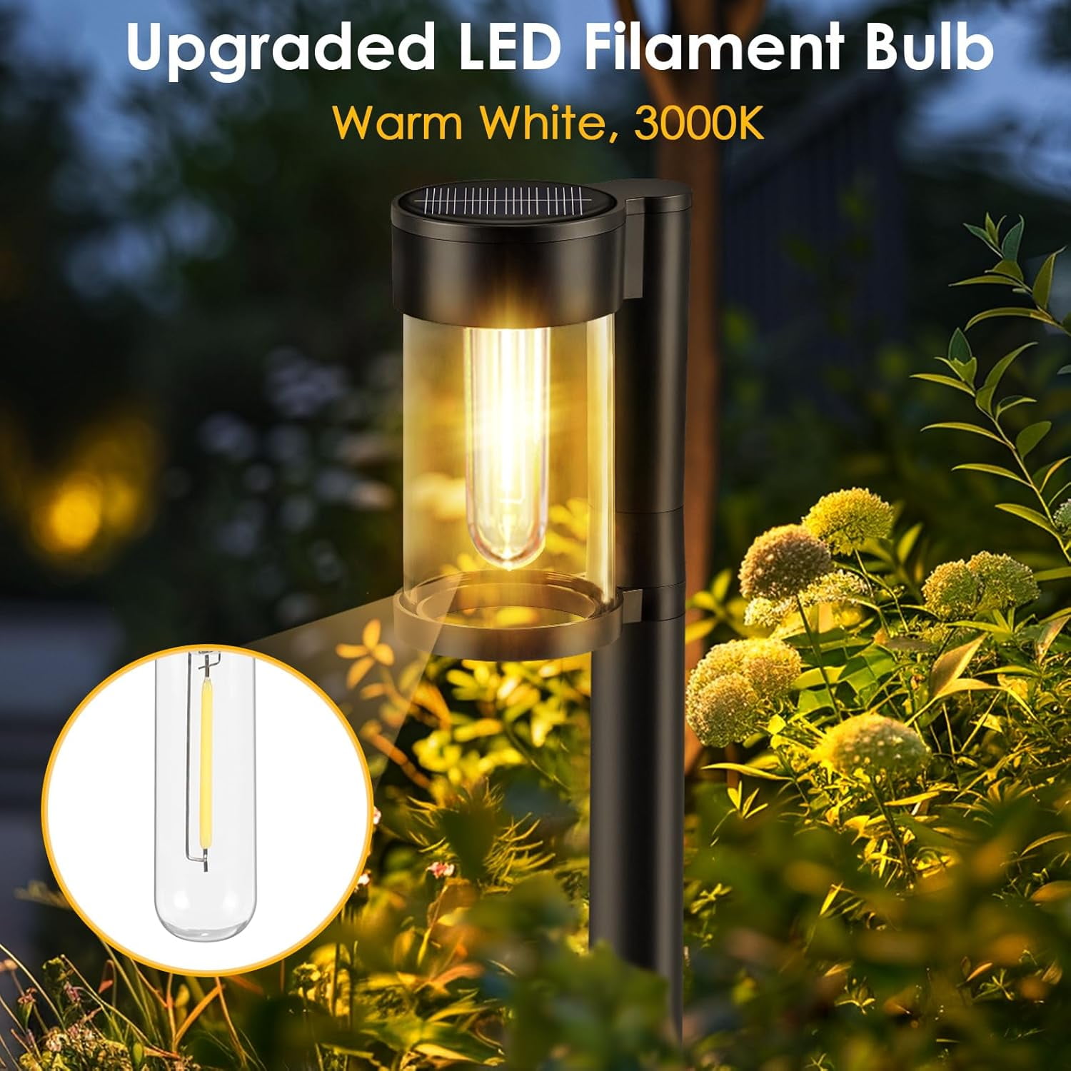 Solar Pathway Lights Outdoor, 10 Pack Metal & Glass Solar Lights Outdoor Waterproof Landscape Path Lights for Outside Yard Lawn Walkway Driveway Garden Decor