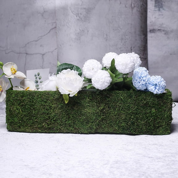 BalsaCircle Green Natural Moss Rustic Rectangular Planter Box Centerpiece Wedding Party