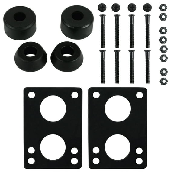 Skateboard Bushings Hard 98 with 1/4" Risers and 1 1/2" Hardware for Longboards