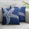 thumbnail image 3 of Qinduosi Throw Pillow Cover of Blue White Beach Starfish Cushion Pillow Case Square Nautical Pillowcase for Party Bed Sofa Home Car Bedroom Outdoor White, 3 of 5