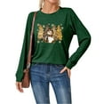thumbnail image 2 of Telankuip Womens Crew Neck Long Sleeve Christmas T-Shirts Merry Christmas Leopard Plaid Tree Graphic Tee Tops 2025 Fashion Cute Snowman Printed Soft Cozy Pullover Tshirts Green L, 2 of 6
