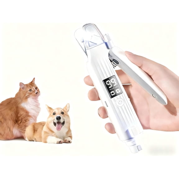 2-in-1 Dog & Cat Nail Clippers with LED Lights, USB Rechargeable, Low Noise, Smart Power Display, for Small, Medium & Large Pets