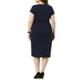 thumbnail image 4 of DARING DIVA Plus Size Office Vintage Pencil Dress Bodycon Dress 2X Navy Blue, 4 of 6