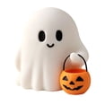 thumbnail image 5 of 3D Printed Plastic Ghost Figurine,4Pc White Ghost Tabletop Statue, Halloween Ghost Decor, Mini Ghost Ornament with Pumpkin Bucket, Cute Ghost Desktop Decoration for Mantel, Shelf, 5 of 5
