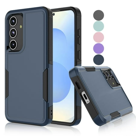 For Samsung Galaxy S25 Case, Shockproof Heavy Duty Rugged Phone Case for Samsung Galaxy S25, Tekcoo Military Grade Protection Dual Layer Sturdy Durable Cover Cute Bumper - Blue