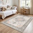 thumbnail image 4 of Janvonne Bohemian Grey-brown Area Rug, Washable Non-Slip Boho Carpet, Vintage Distressed Oriental Rug for Living Room Bedroom Nursery,4'x6', 4 of 8