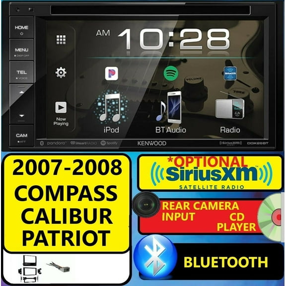 07 08 COMPASS CALIBER PATRIOT NAVIGATION DOUBLE DIN CAR STEREO OPTIONAL SIRIUSXM