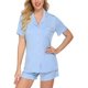 thumbnail image 1 of Conjunto de pijamas, ropa de dormir de manga corta, ropa de dormir con botones para mujer, conjunto de pijama suave S-XXL Adepaton CJWUS-6908, 1 of 5