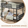 thumbnail image 5 of Leumius Queen over Queen Bunk Bed Frame with Ladders & Guardrails, Metal Bunk Bed Frame with Upgraded Safety Round-Pipe Design, Can Transformed into 2 Platform Bed for Teens Adults Black, 5 of 7
