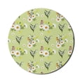thumbnail image 1 of Nature Mouse Pad for Computers, Print of Botanical Themed Wildflowers and Waxwings Bird Dandelion Blossoms, Round Non-Slip Thick Rubber Modern Mousepad, 8" Round, White Olive Green, by Ambesonne, 1 of 2