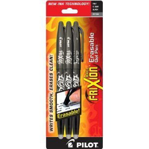 Two(2) Packs - Pilot FriXion Ball Erasable Gel Pen, Fine Point, 3/Pack,  Black Ink (31556) (Total 6 Pens) 