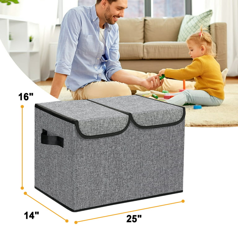 homyfort Large Toy Box Chest for Kids Boys,Collapsible Toy Bin Storage  Organizer Basket with Lids for Blanket,Toys,Toddler,Nursery,Playroom (Grey)