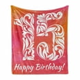 thumbnail image 1 of 15th Birthday Soft Flannel Fleece Throw Blanket, Teen Girls Themed Floral Number Design with Hearts and Stars Print, Cozy Plush for Indoor and Outdoor Use, 70" x 90", Pink Orange White, by Ambesonne, 1 of 6