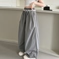 thumbnail image 2 of Lenpel Girls' Wide Leg Pants Lightweight Elastic High Waisted Drawstring Palazzo Pants Baggy Streetwear Casual Trousers, 2 of 5