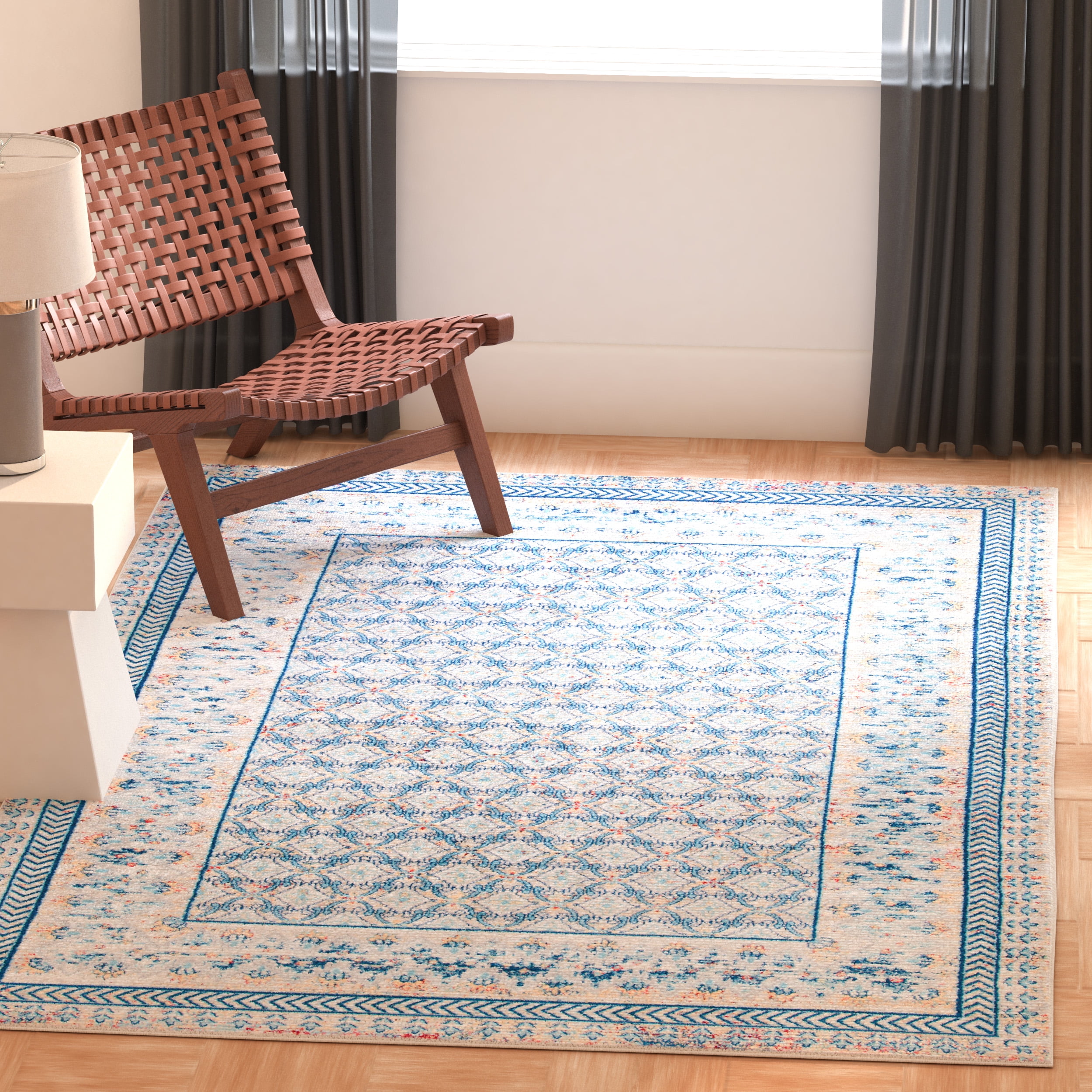 SAFAVIEH Brentwood Dory Geometric Area Rug, Blue/Yellow, 3' x 5'