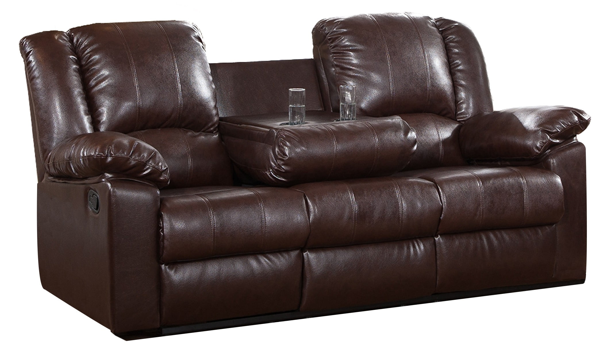 leather sofa with drink holders