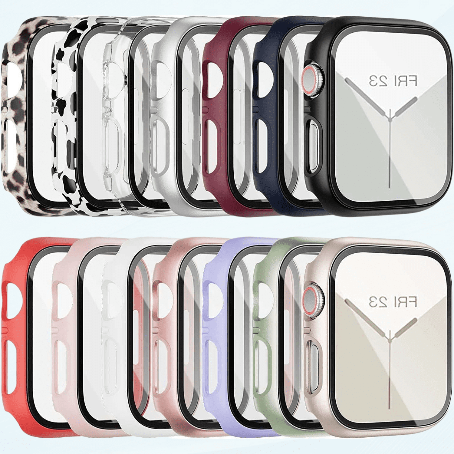 14 Pack Apple Watch Case with Tempered Glass Screen Protector for Apple Watch Series 9 8 7 45mm Full Coverage Hard PC Protective Cover HD Ultra Thin Bumper for iWatch 9 8 7 45mm Accessories Walmart