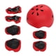thumbnail image 1 of Juego de 7 piezas de casco de seguridad para niños, rodilleras, coderas y equipo de protección transpirable para montar y patinar, color rojo, 1 of 15