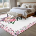 thumbnail image 4 of Area Rug for Living Room, Easter Bunny Roses Non-Slip Indoor Large Carpet for Bedroom/Dining Room, Pink Floral Spring Botanical Washable Low-Profile Rectangle Floor Runner Rugs - 5 x 7 Ft, 4 of 8