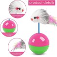 thumbnail image 3 of Ratón de pie de juguete para gatos, bolas de ratón interactivas con plumas coloridas para gatos, ratón de juguete para gatos con vaso, 2 uds., 3 of 5