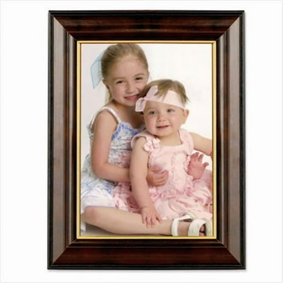 Walnut and Black Wood 5x7 Picture Frame - Gold Line