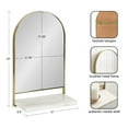 thumbnail image 2 of Kate and Laurel Chadwin Arch Wall Mirror with Shelf, Gold 12x20, 2 of 9