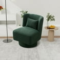 thumbnail image 2 of Swivel Accent Chair, Upholstered Barrel Chair with Metal Base, 360 Degree Club Chair, Single Sofa Chiar, Armless Leisure Chair for Living Room, Bedroom, Apartment, Green, 2 of 7