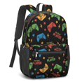 thumbnail image 2 of Game Controller Black Pattern 17" School Backpacks for Teens,Waterproof Oxford Fabric,S-Shape Padded Straps for School,Travel,Hiking,Camping, 2 of 6