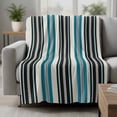 thumbnail image 2 of Black Blue Striped Blanket Soft Cozy Warm Throw Blanket for Couch, Plush Fuzzy Flannel Fleece Blankets for Sofa, Farmhouse Modern Stripes Art Bed Blankets Lightweight Gifts for Women, 40"x60", 2 of 9