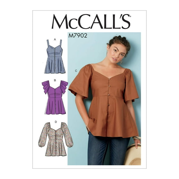 McCall's Patterns McCall's Women's Tank Top, Shoulder Ruffle, and Flared Sleeve Blouse Sewing, Sizes 14-22 Patterns