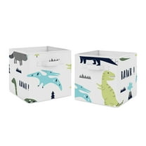 Sweet Jojo Designs Mod Dinosaur Blue And Green Boy Fabric Storage Bins Set 2 Piece