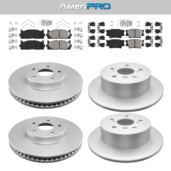 Front & Rear Ceramic Brake Pads & Coated Rotors FOR 2007-2012 AVALON CAMRY ES350