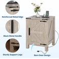 thumbnail image 4 of GarveeHome Rustic Farmhouse Nightstand with Charging Station, Barn Door & Adjustable Storage Shelf, Wooden Small Table, Grey/2PCS, 4 of 8