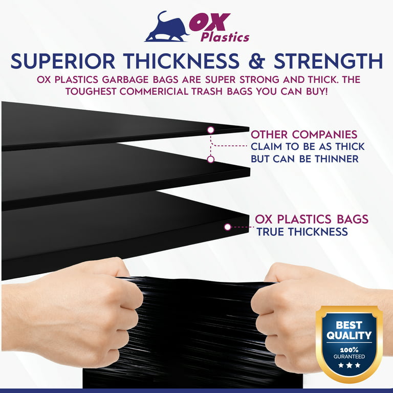 Ultrasac Heavy Duty 55 Gallon Contractor Bags - (40 Count, 3 MIL) - 38 x  58 - Large Black Plastic Trash Can Liners - 55-60 Gal Garbage Bag Drum