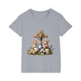 thumbnail image 3 of Aloohaidyvio Easter Cross Shirt Minimalist Easter Cotton Tee for Girls, Small Cross Chest Print - Casual Spring Outfit 3 Years, 3 of 4