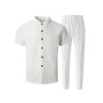 thumbnail image 4 of Ceisia Men's Short Sleeve Button Down Shirt and Pants Set Waffle Knit Casual Two Piece Outfit White S Gifts for Father, 4 of 8