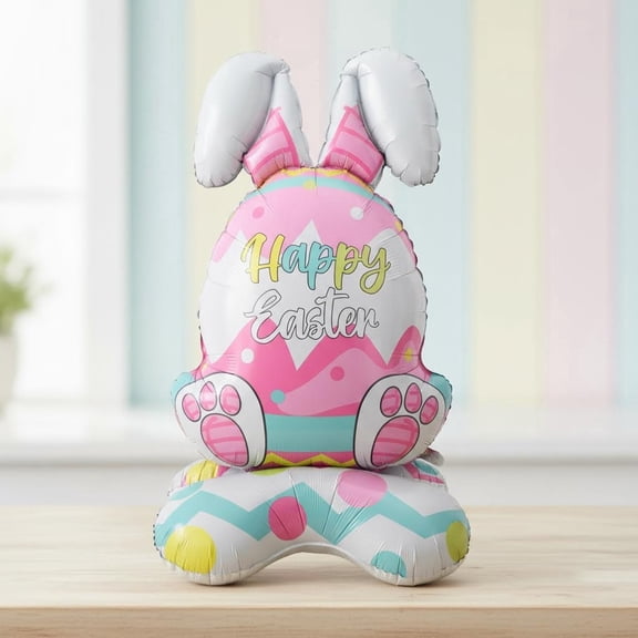 Easter Eggs Balloon for Easter Decorations - Large Standing Bunny and Egg Foil Balloons, Party Supplies Decor, Multicolor Vibrant Designs