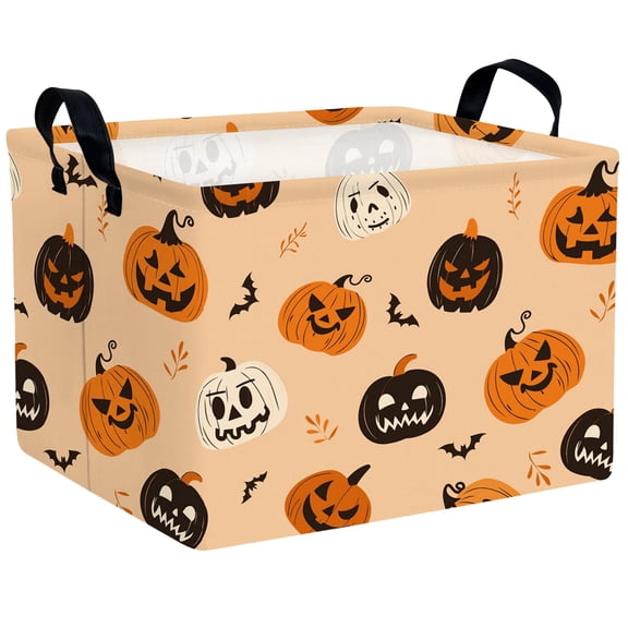 MYFLOCY Halloween Gift Basket for Kids Foldable Baby Candy Storage Bin Party Decor(Orange Black White Pumpkin)