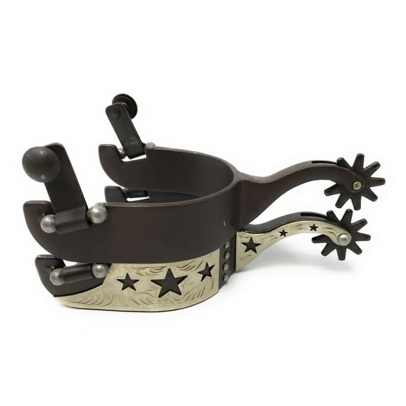 AJ Tack Youth Antique Brown Stars Cutout Spurs