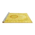 thumbnail image 2 of Ahgly Company Machine Washable Indoor Round Medallion Yellow Traditional Area Rugs, 3' Round, 2 of 4
