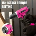 thumbnail image 3 of Monika 12V Pink Lithium Cordless Drill Bit Set Kits Screw Bits Sockets 18+1 Torque Setting, LED Light, Electric Power Drill Driver, 3 of 12