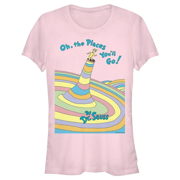 Junior's Dr. Seuss Oh The Places You'll Go Book Cover  Graphic T-Shirt